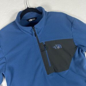 The North Face TKA Glacier 1/4 Zip Fleece Mens Large Blue Pullover Jacket Pocket